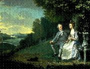 James Holland Portrait of Sir Francis and Lady Dashwood at West Wycombe Park oil painting